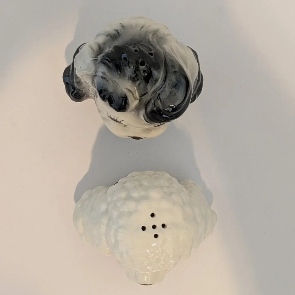 Vintage Poodle Head Dog Salt And Pepper Shakers Anthropomorphic Made In Japan